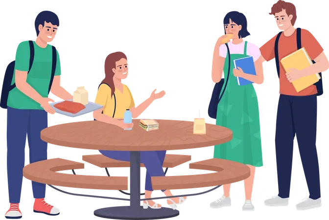 Students in college canteen  Illustration