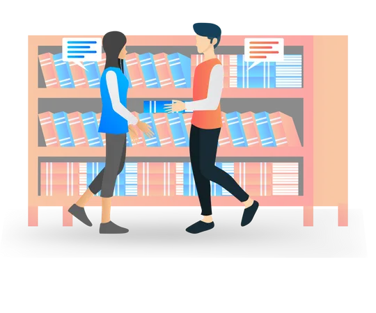 Students in library  Illustration