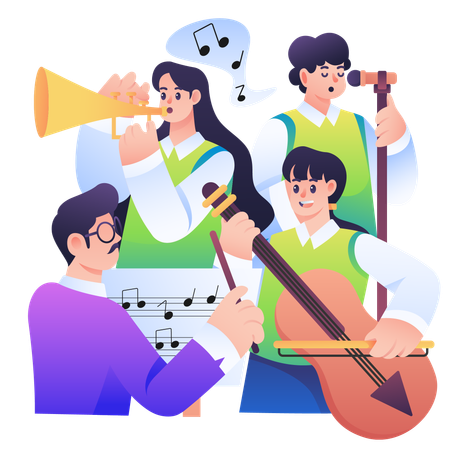 Students in Music Class  Illustration