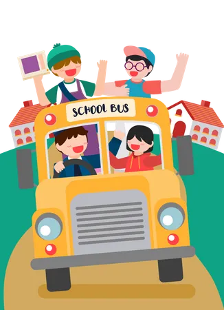 Students in school bus Illustration