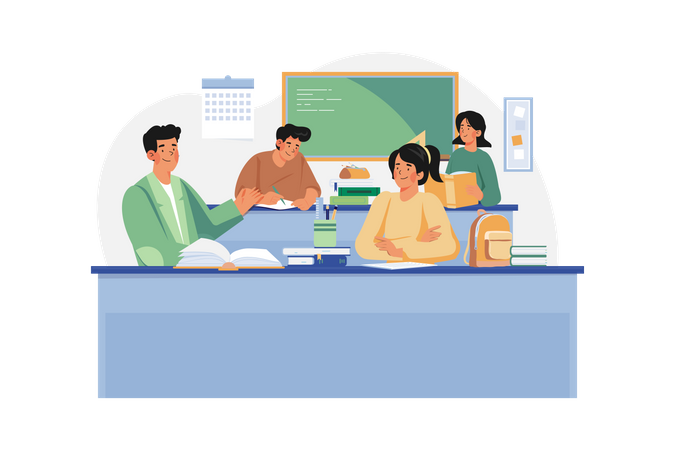 Students In The Classroom  Illustration