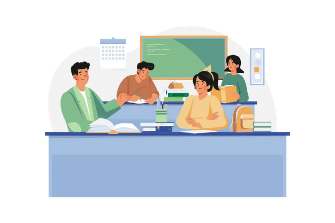 Students In The Classroom  Illustration