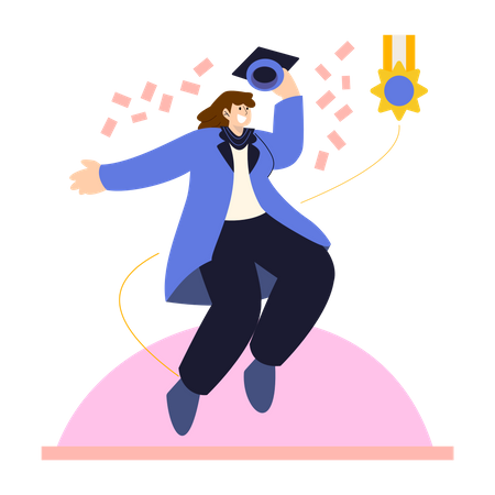 Students jumping on Graduation day  Illustration