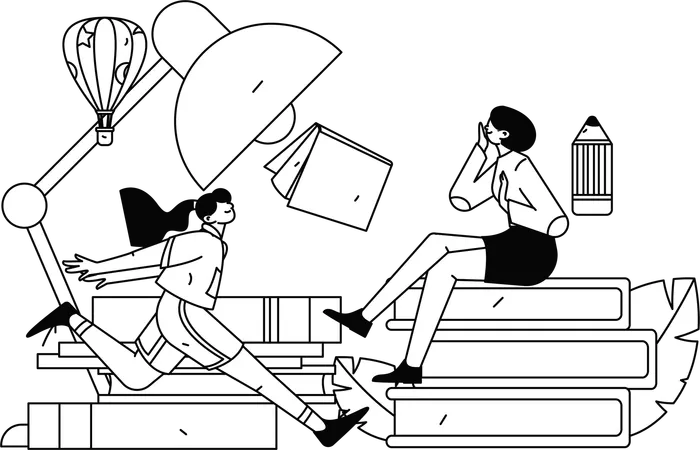 Students learning for exam  Illustration