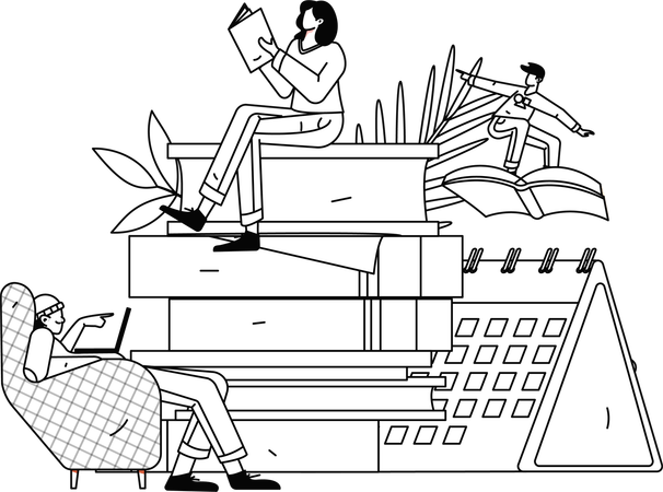Students learning for exam  Illustration