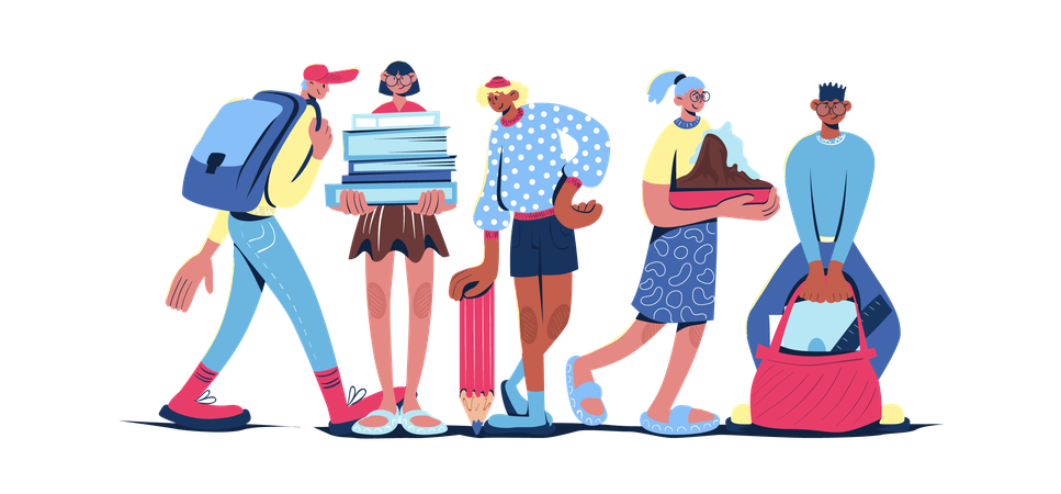 大学で学ぶ学生  イラスト
