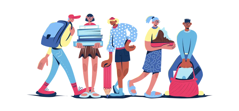 Students learning from college  Illustration