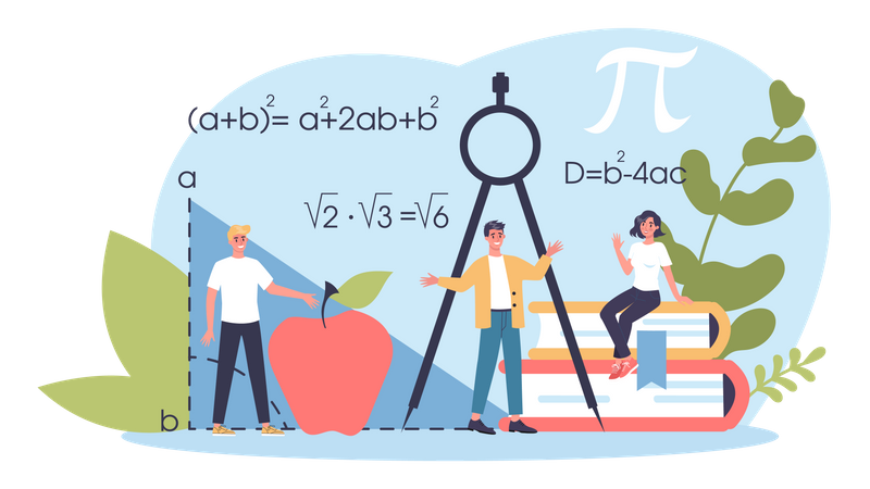 Students Learning mathematics  Illustration