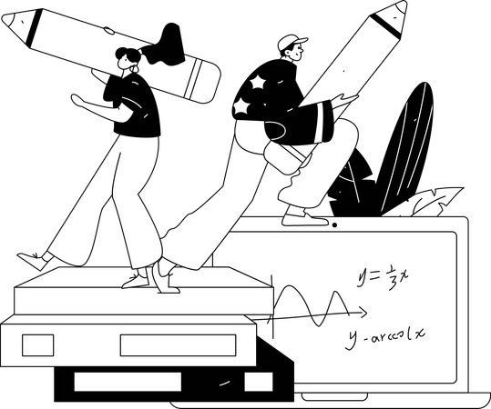 Students Learning Modules  Illustration
