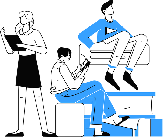 Students learning online  Illustration