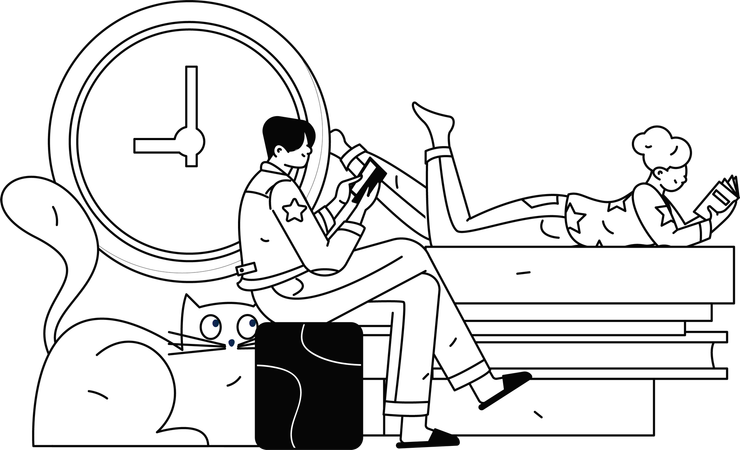 Students learning online  Illustration
