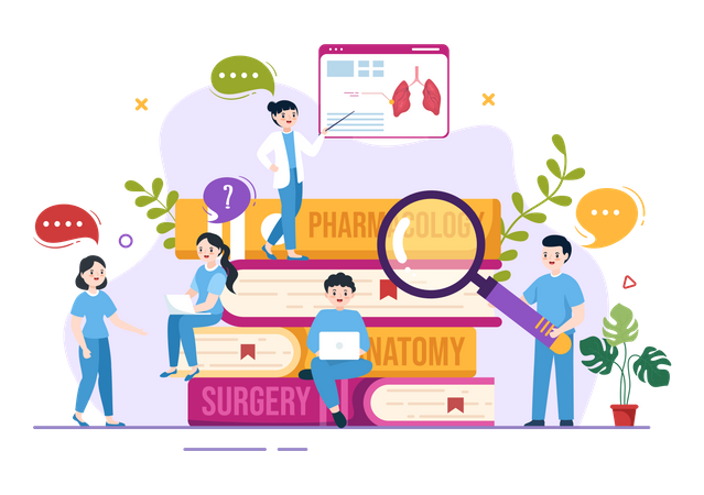 Students learning pharmacology  Illustration