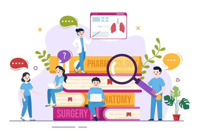 Students learning pharmacology  Illustration