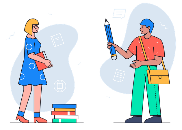 Students learning together  Illustration