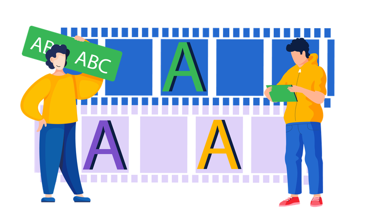 オンラインビデオチュートリアルを視聴する学生  イラスト