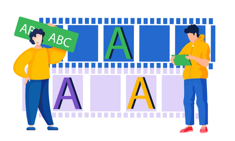 オンラインビデオチュートリアルを視聴する学生  イラスト