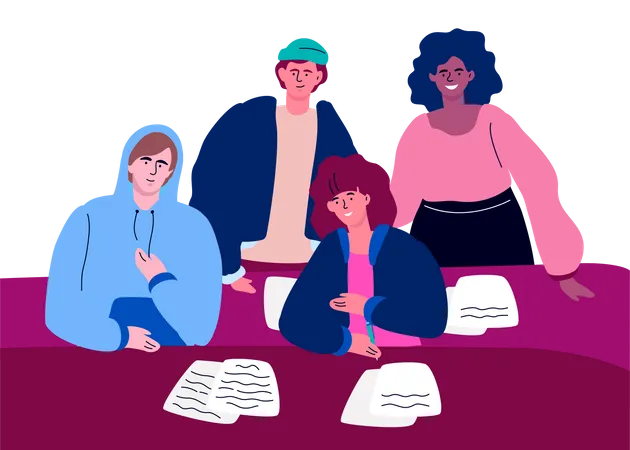Students on a lesson  Illustration