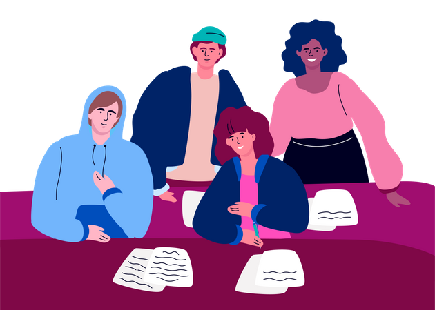 Students on a lesson  Illustration