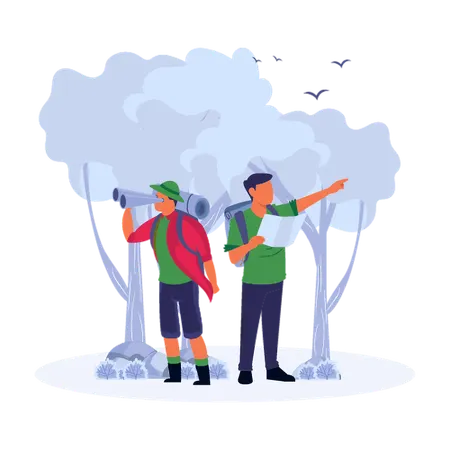 Students on Academic Field Research  Illustration