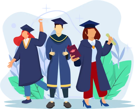 Students on graduation ceremony Illustration
