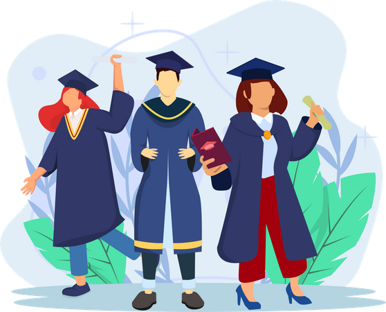 Students on graduation ceremony  Illustration