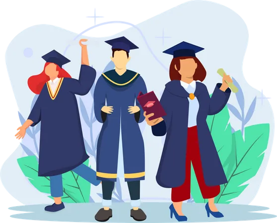 Students on graduation ceremony  Illustration