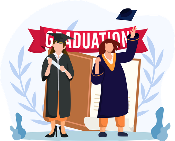 Students on graduation day  Illustration