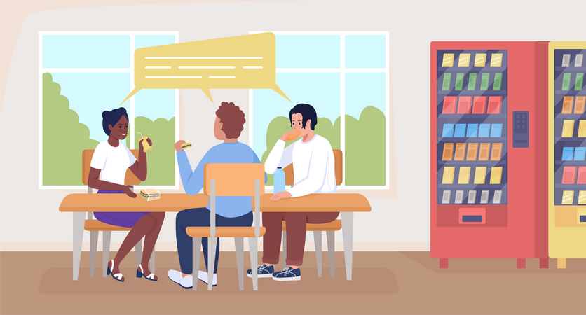 Students on lunch break Illustration