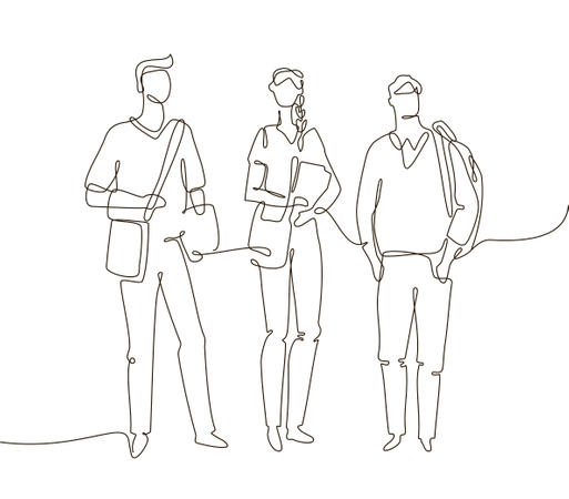 Students - One Line Design Style Illustration  Illustration