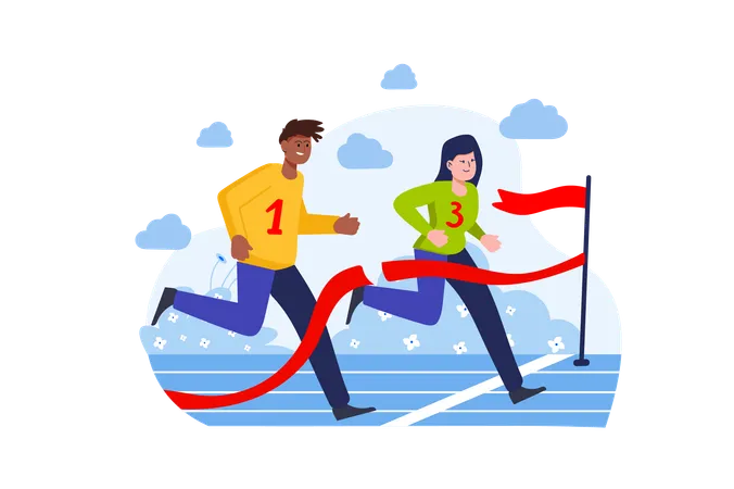 Students participate in school running sports competitions  Illustration