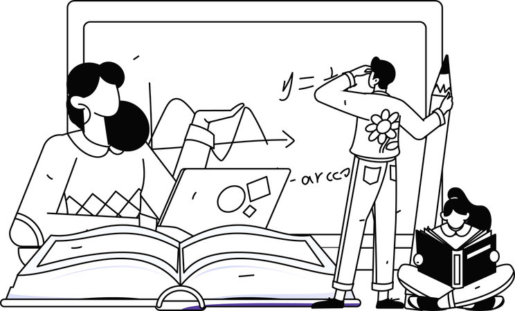 試験の準備をする学生  イラスト