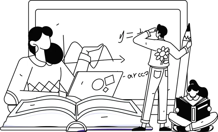 試験の準備をする学生  イラスト