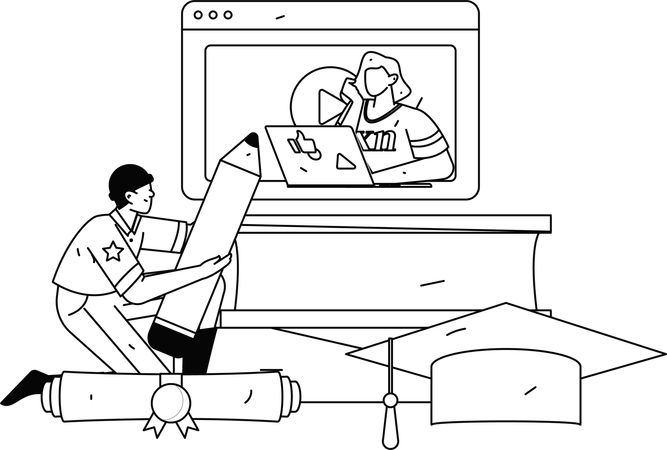 試験の準備をする学生  イラスト