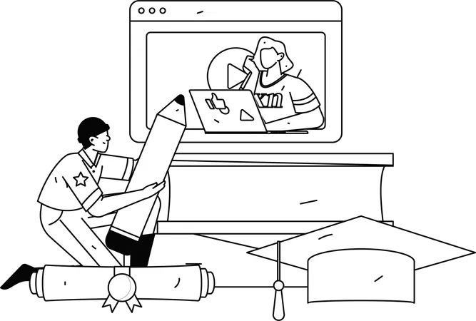試験の準備をする学生  イラスト