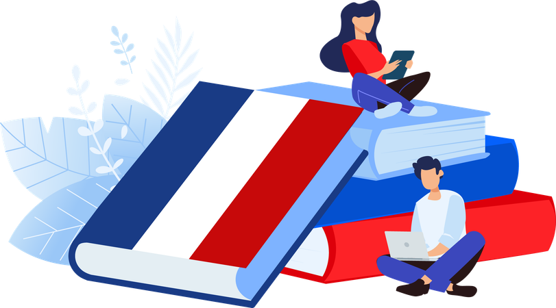 Students preparing for online English exam  Illustration