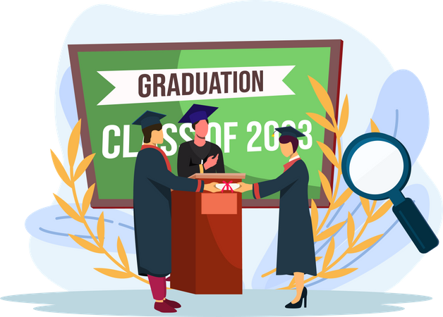 Students receiving graduation degree Illustration