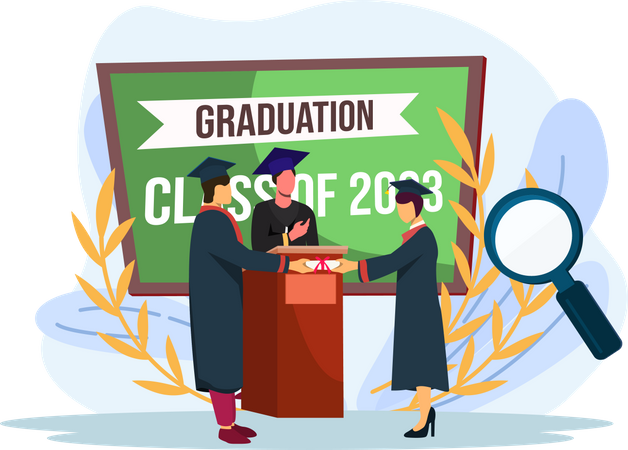 Students receiving graduation degree  Illustration