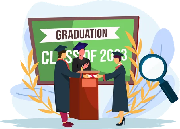 Students receiving graduation degree  Illustration