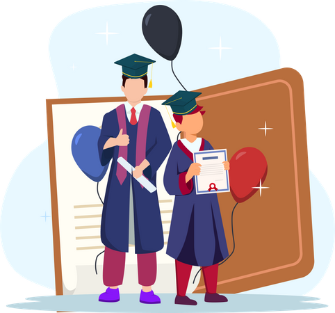 Students receiving graduation degrees  Illustration