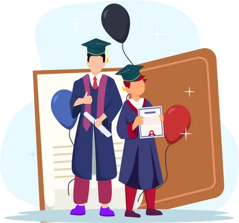 Students receiving graduation degrees  Illustration