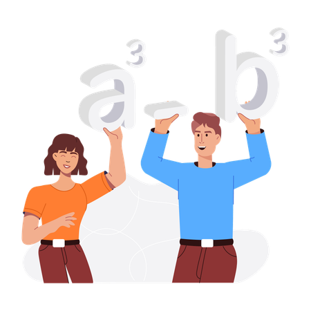 Students showing algebra formula  Illustration