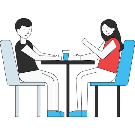 Students sitting in canteen Illustration