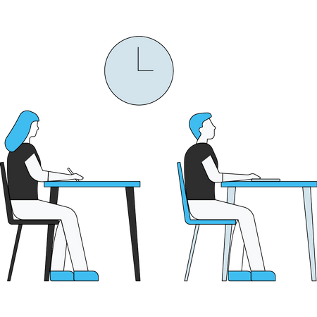Students sitting in classroom Illustration