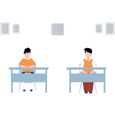 Students sitting in classroom Illustration