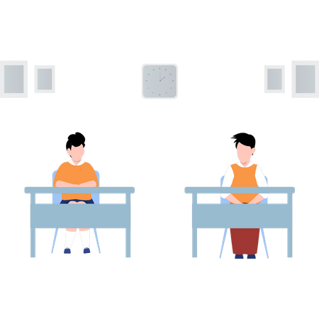 Students sitting in classroom  Illustration