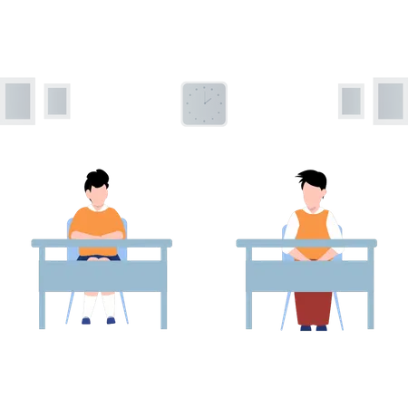 Students sitting in classroom  Illustration