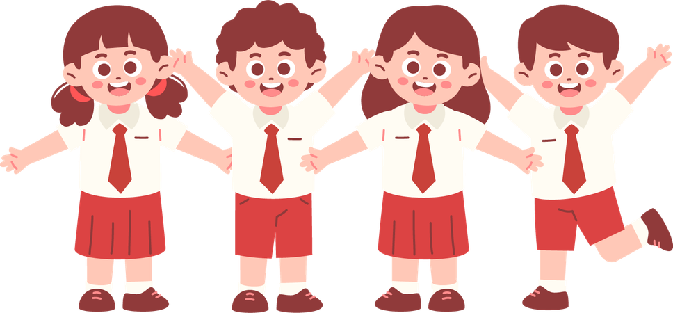 Students standing together  Illustration