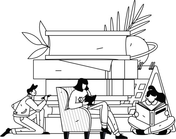 Students study for exam  Illustration