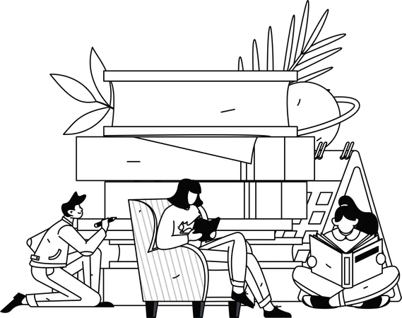 Students study for exam  Illustration