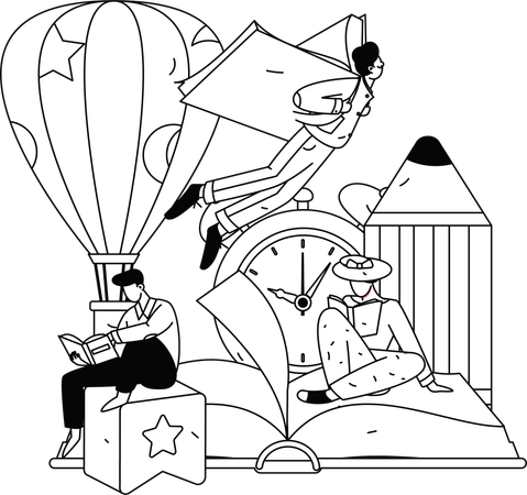 Students study for exam  Illustration